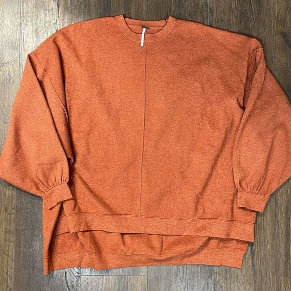 Free People Uptown Pullover Oversized Crewneck Sweater in Terra Cotta Size SM - Picture 4 of 7